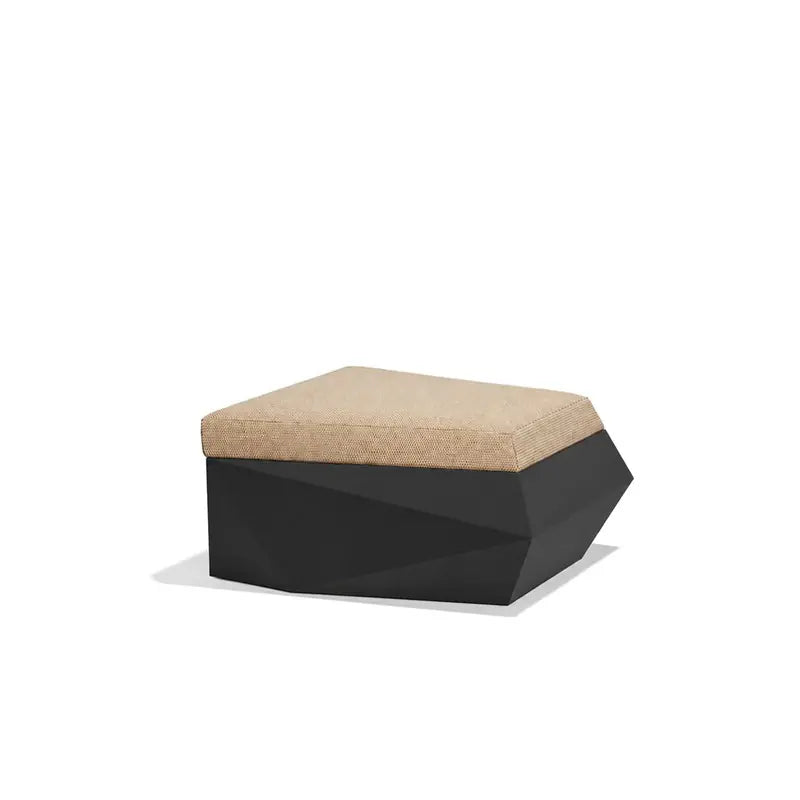Canapé modulable d'extérieur Faz, pouf, structure noir, coussin sable