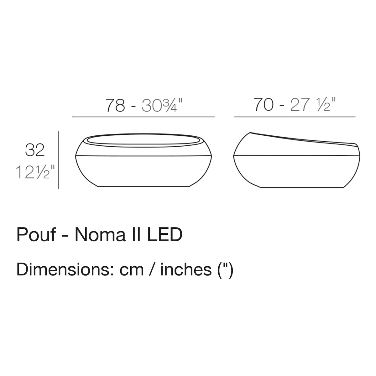 Dimension drawing Pouf - Noma II LED