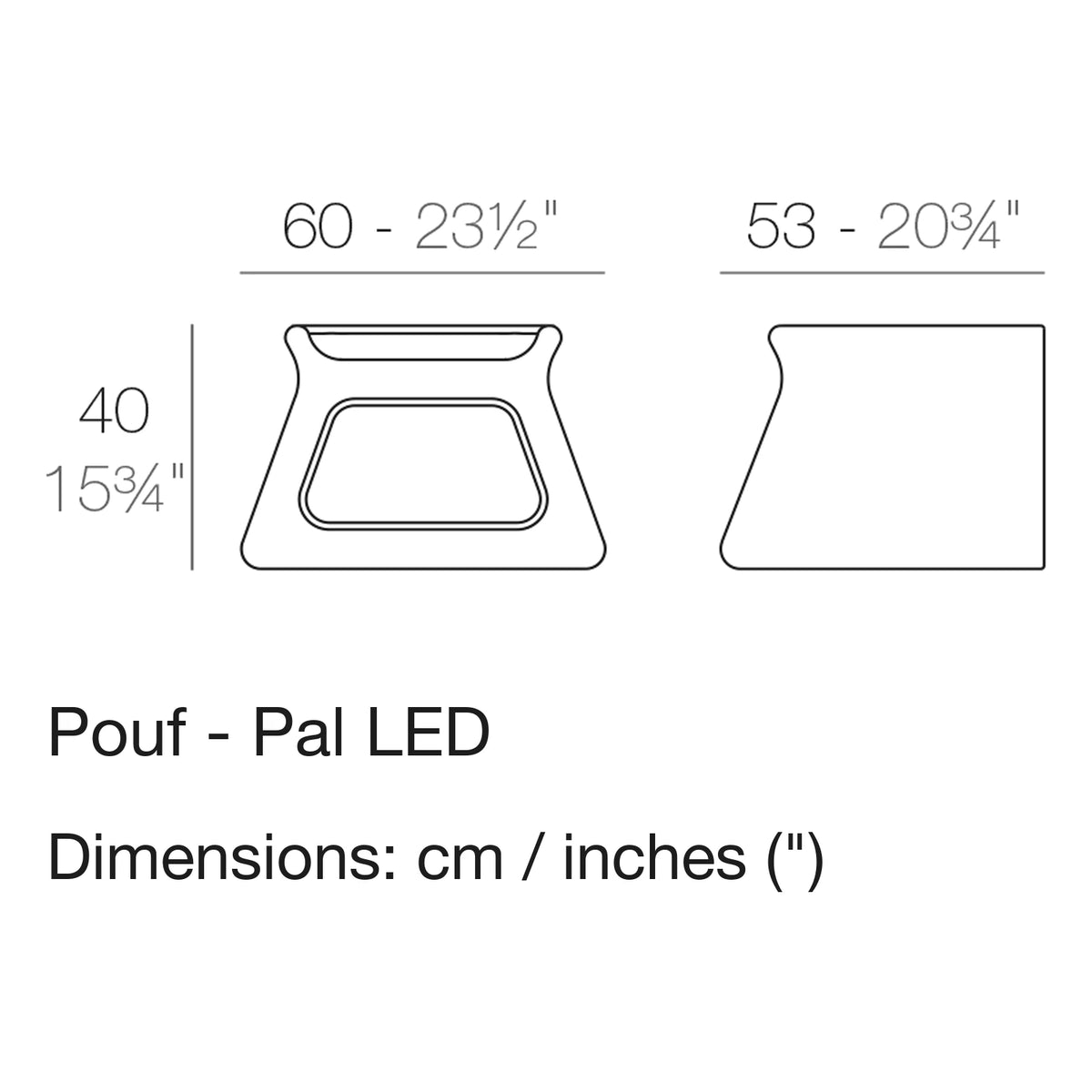 Dimension drawing Pouf - Pal LED