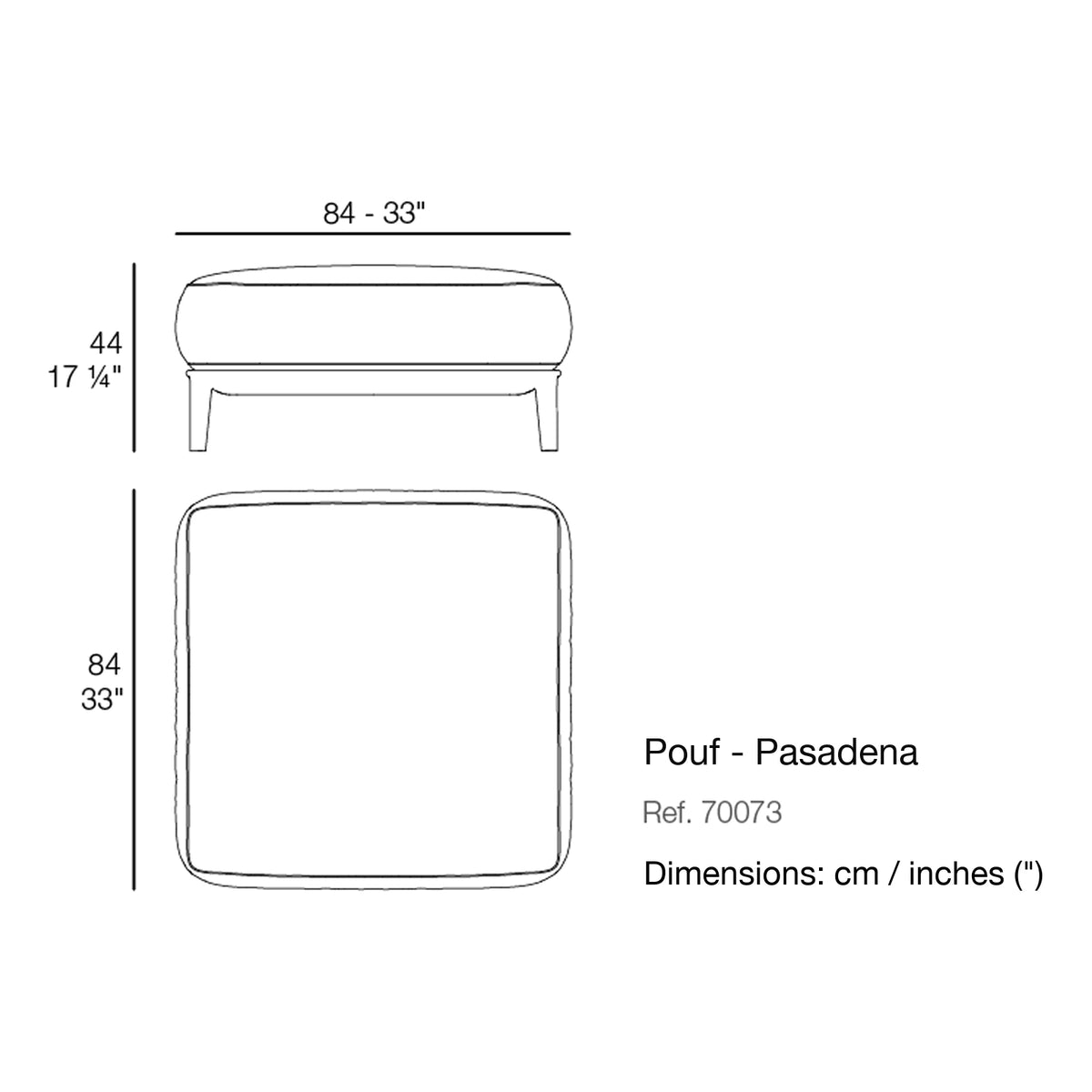 Dimension drawing Pouf - Pasadena