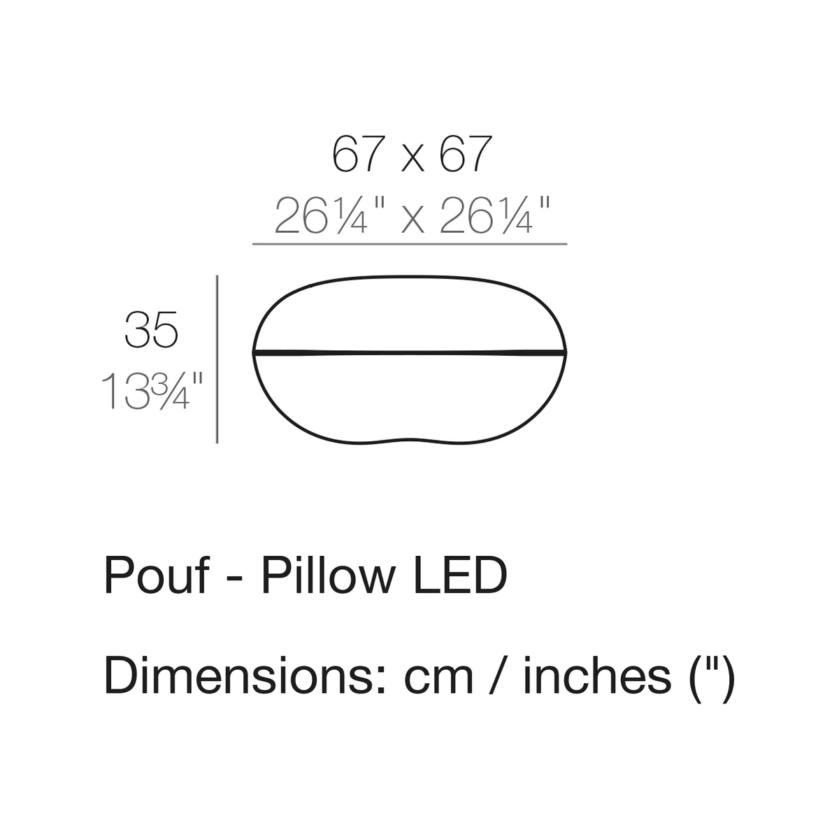 Dimension drawing Pouf - Pillow LED