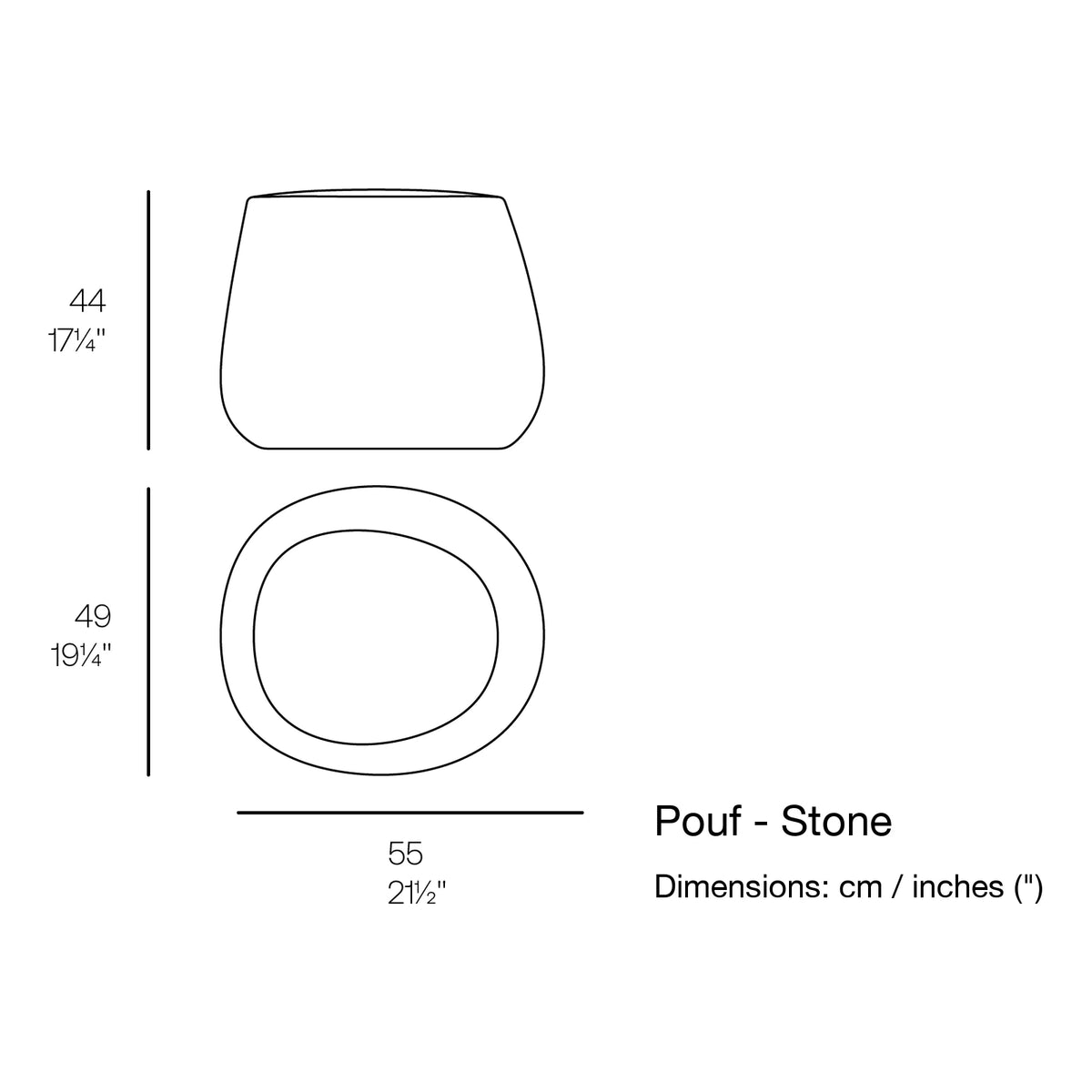 Dimension drawing Pouf - Stone