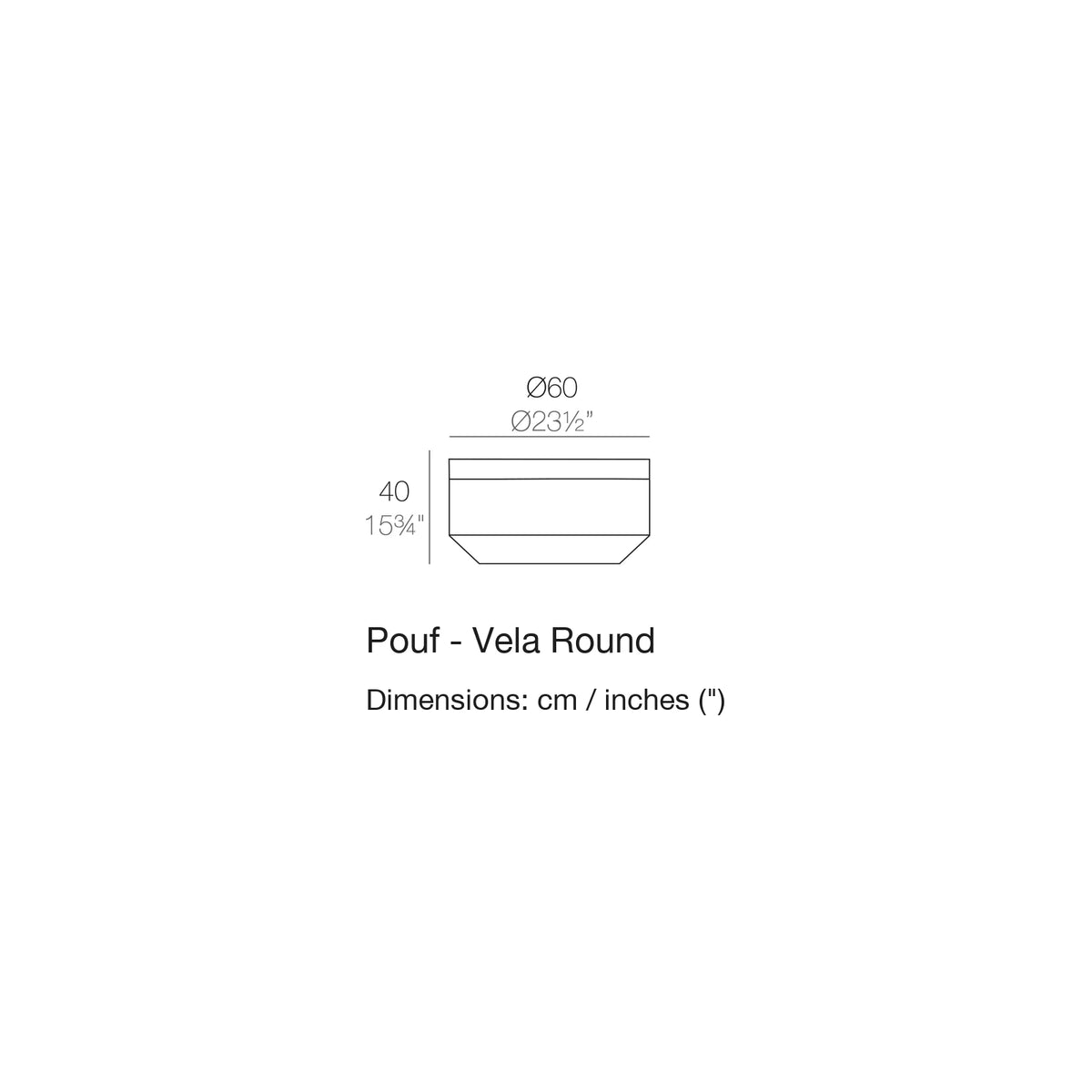 Dimension drawing Pouf - Vela Round