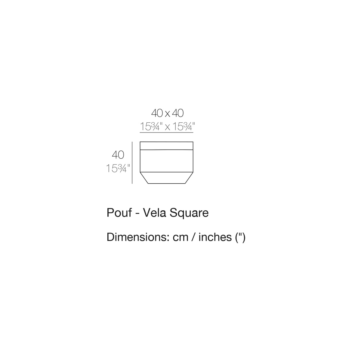 Dimension drawing Pouf - Vela Square