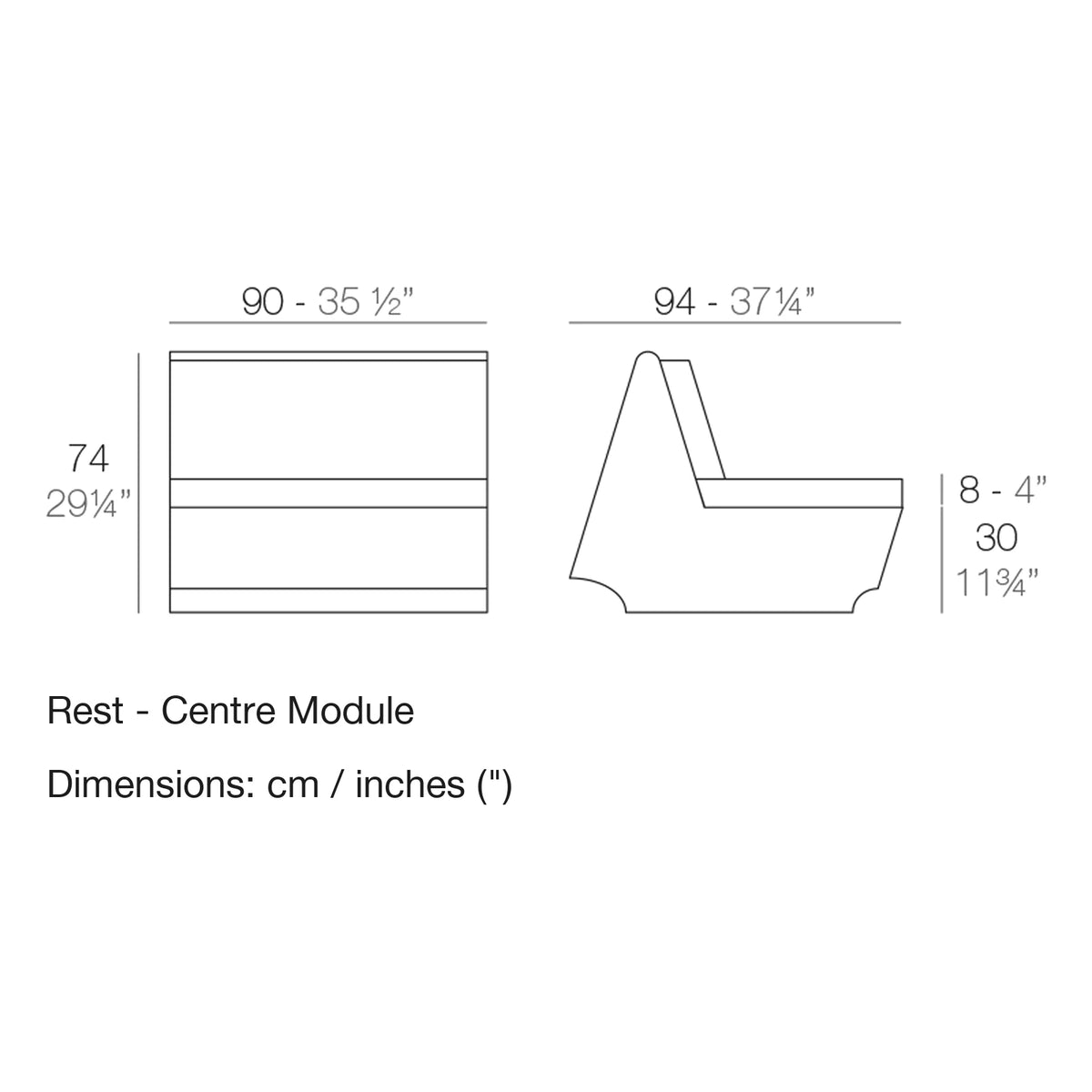 Dimension drawing Rest - Centre Module