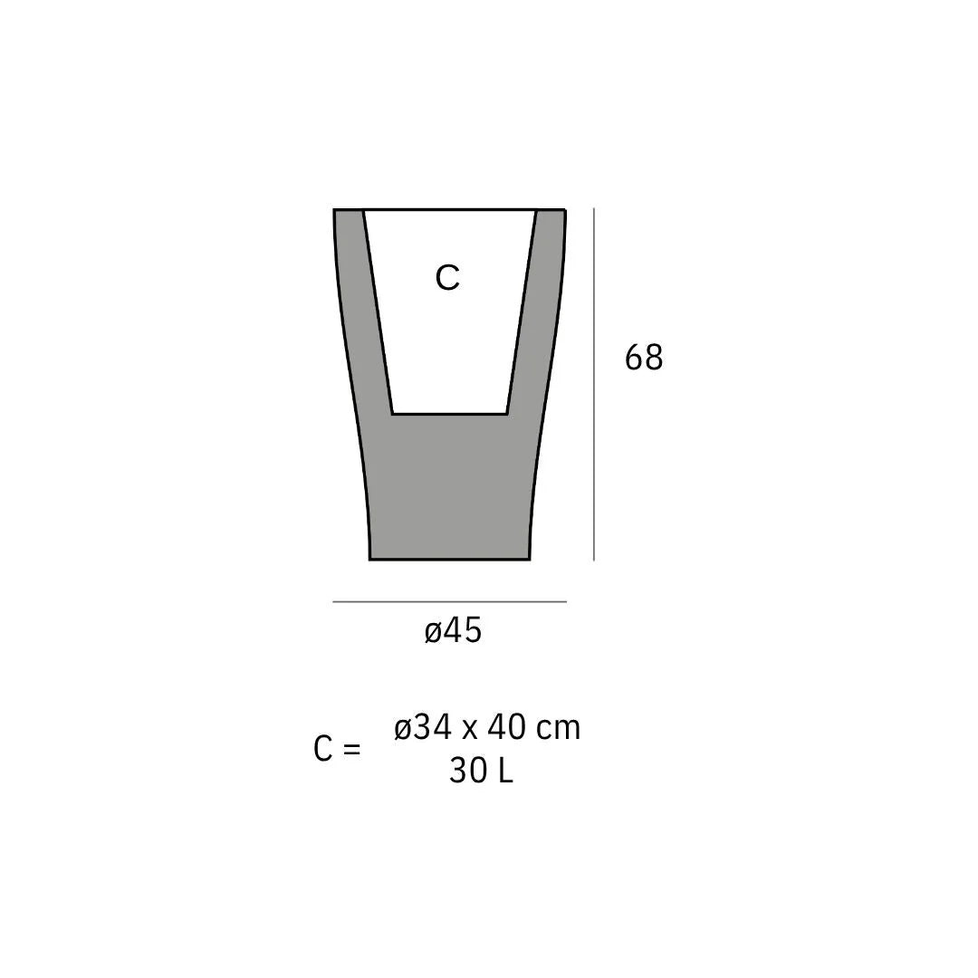 Schéma de dimensions Curvada — Ø45x68