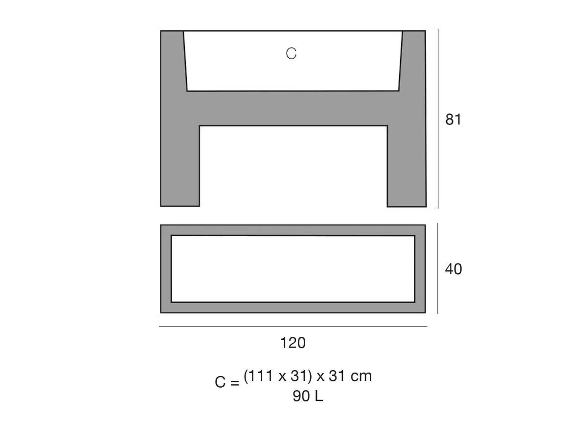 Schéma de dimensions Pot - Muro 42620A