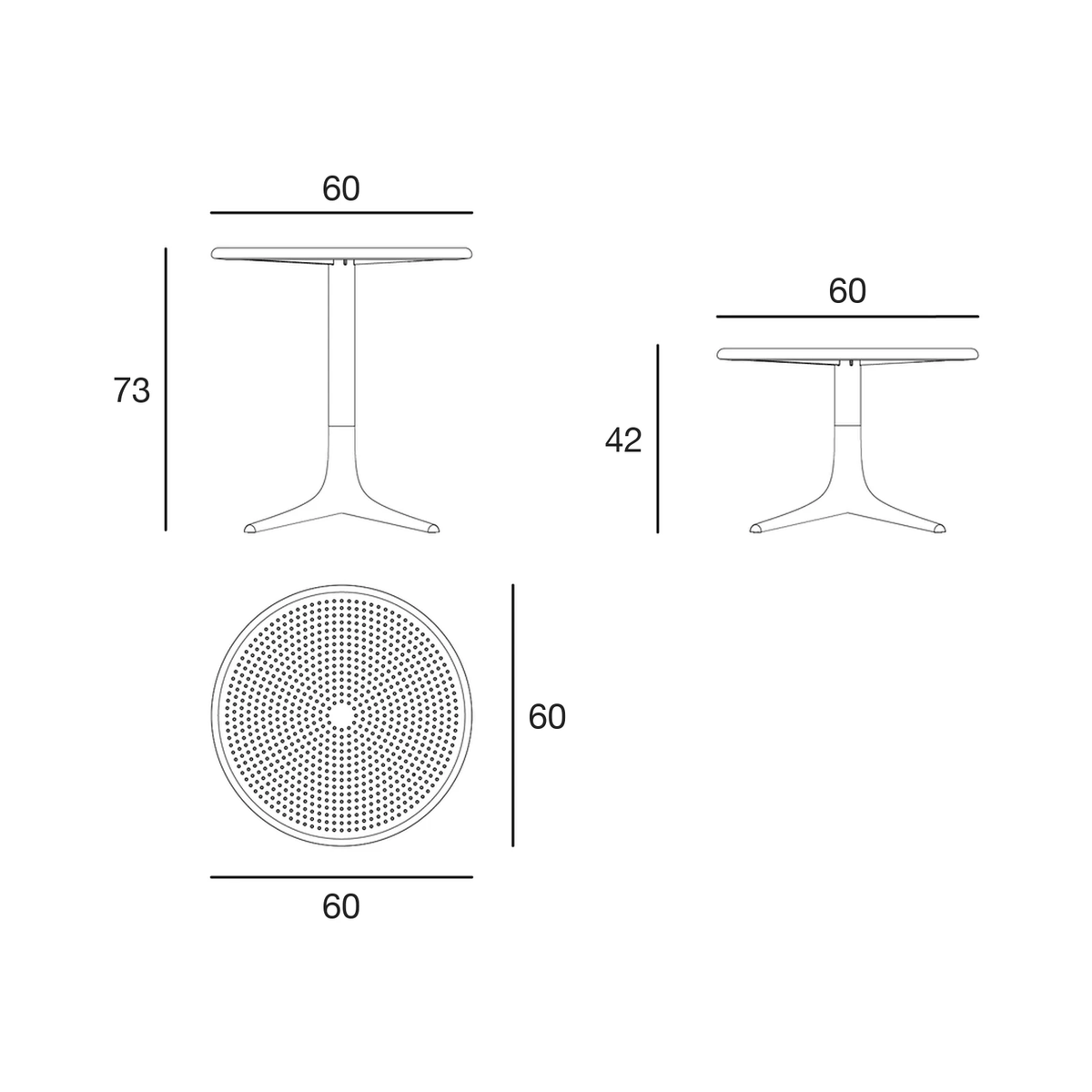 Table - Palm ronde : schéma de dimensions (65066)