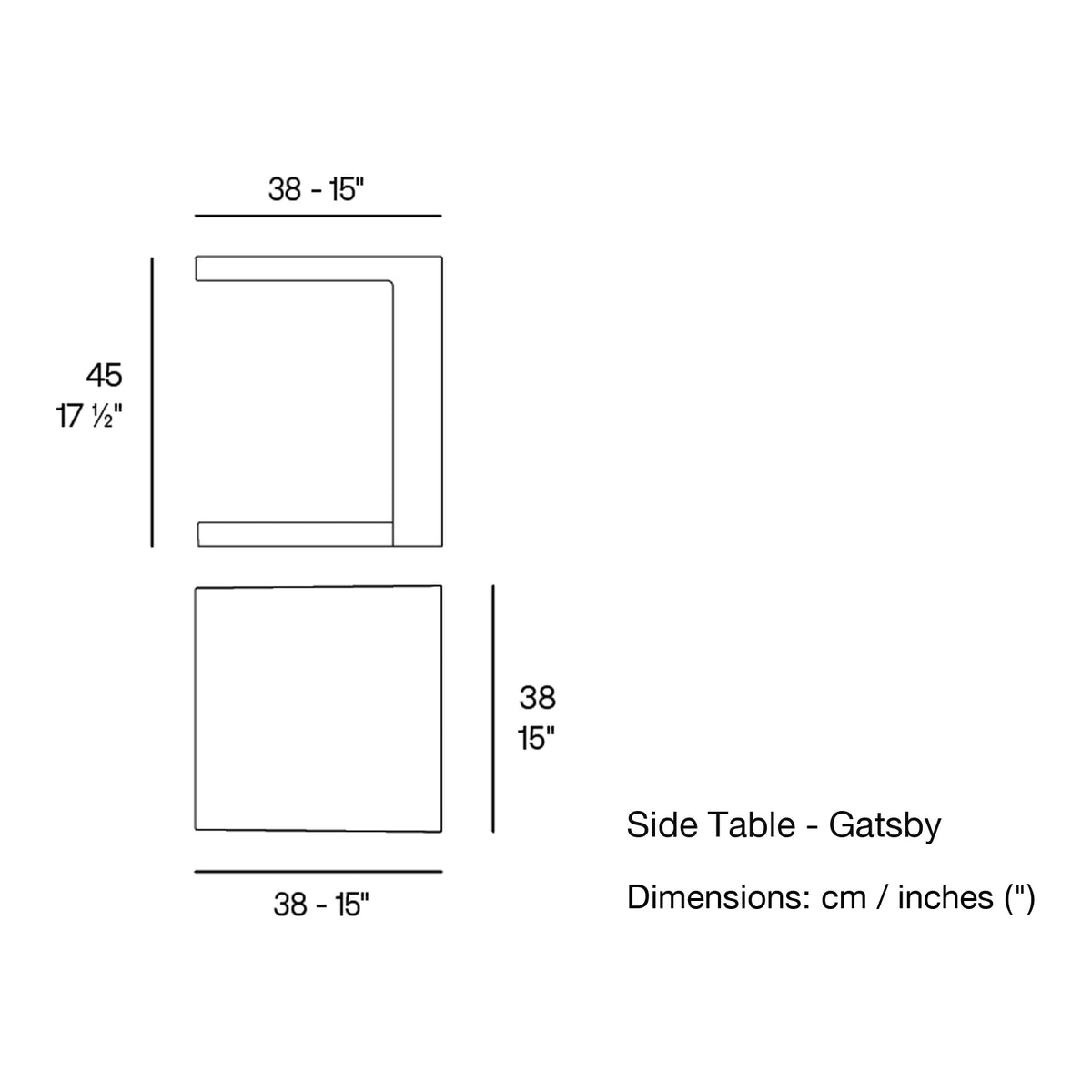 Dimension drawing Side Table - Gatsby