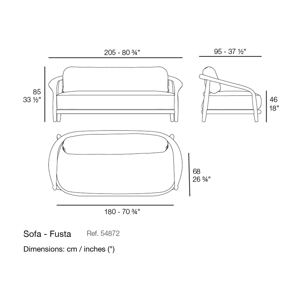 Dimension drawing Sofa - Fusta