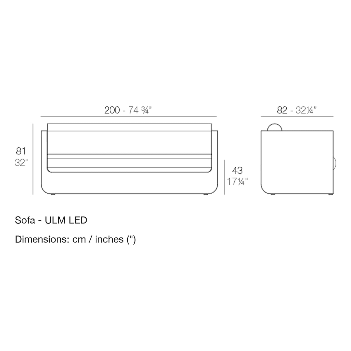 Dimension drawing Sofa - ULM LED