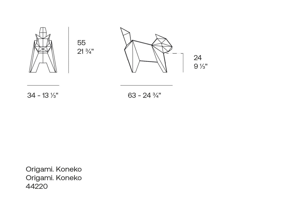 Statue Chat Collection Origami Taille 63x34x55 cm - Neko Vondom