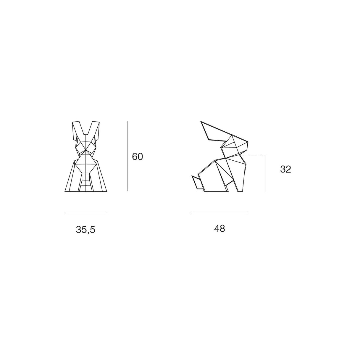 Statue Lapin Collection Origami Taille 48x36x60 cm - Usagi Vondom