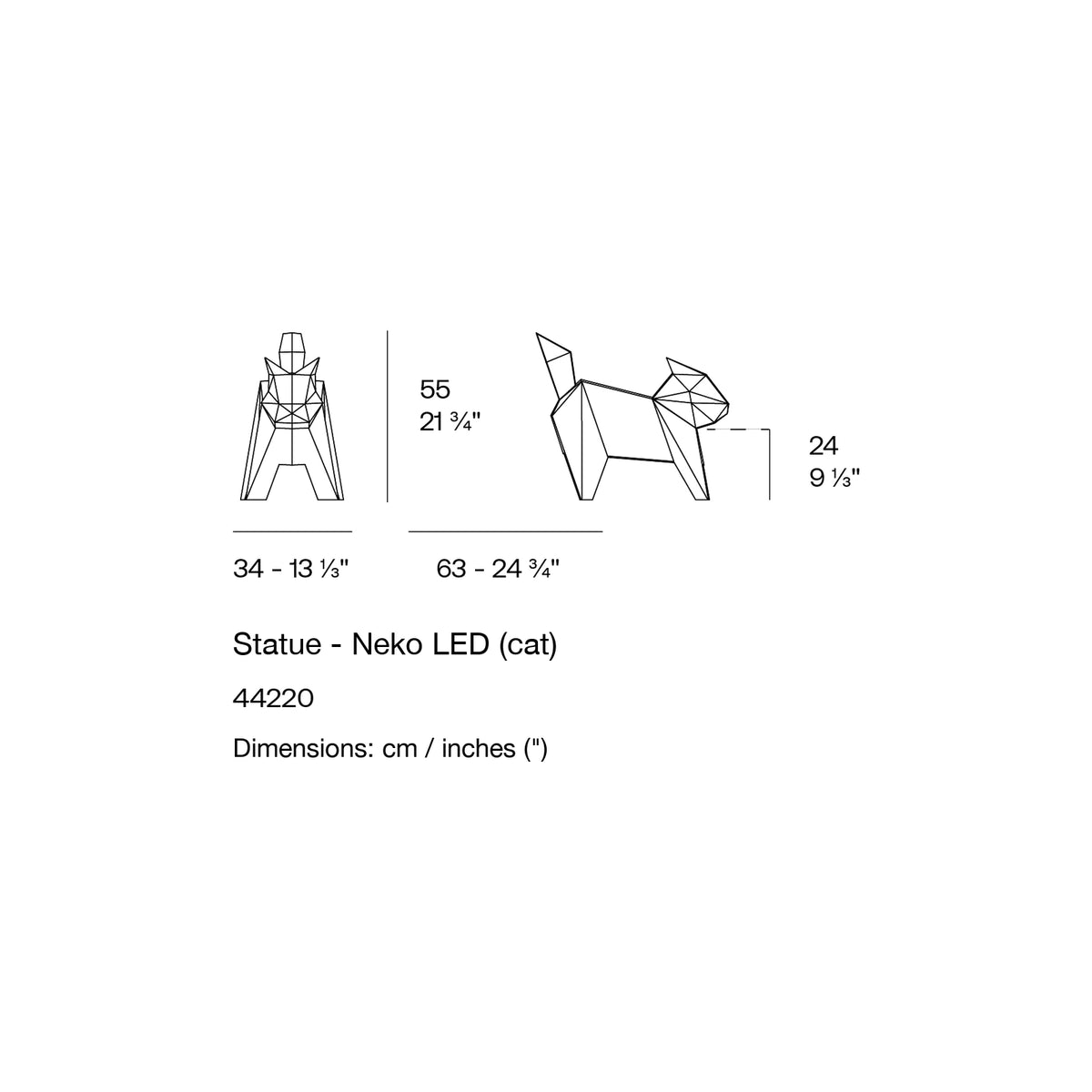 Dimension drawing Statue - Neko LED (cat)
