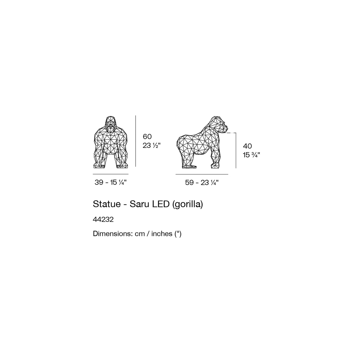 Dimension drawing Statue - Saru LED (gorilla)