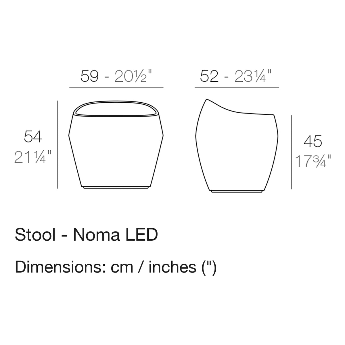 Dimension drawing Stool - Noma LED