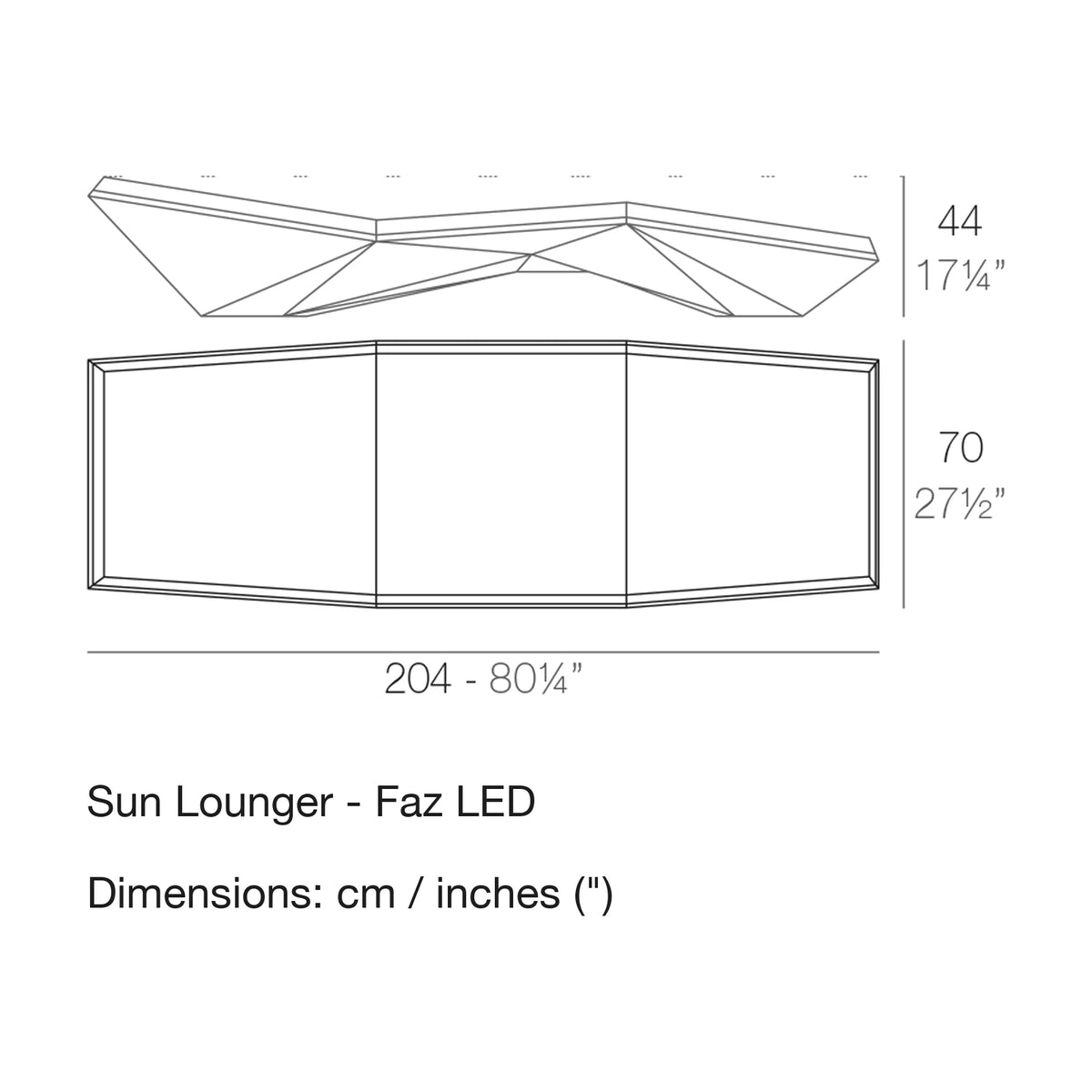 Dimension drawing Sun Lounger - Faz LED