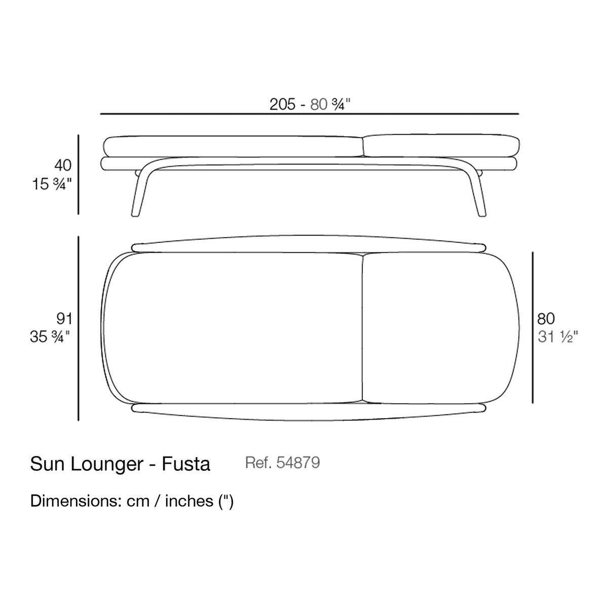 Dimension drawing Sun Lounger - Fusta