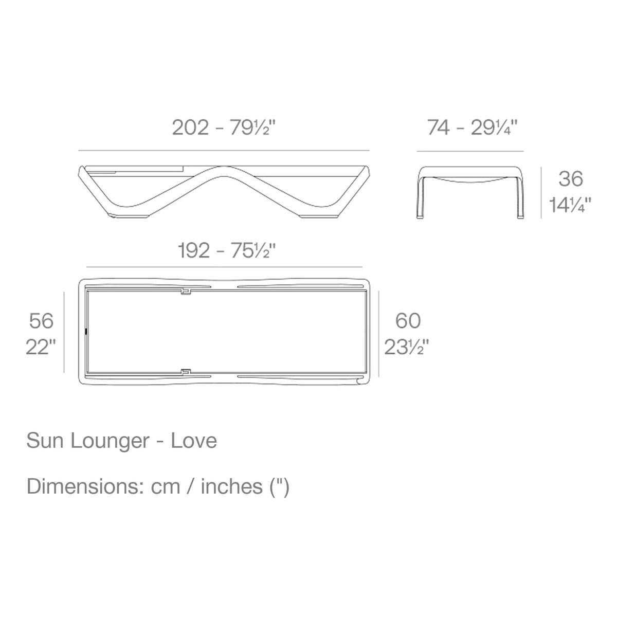 Dimension drawing Sun Lounger - Love