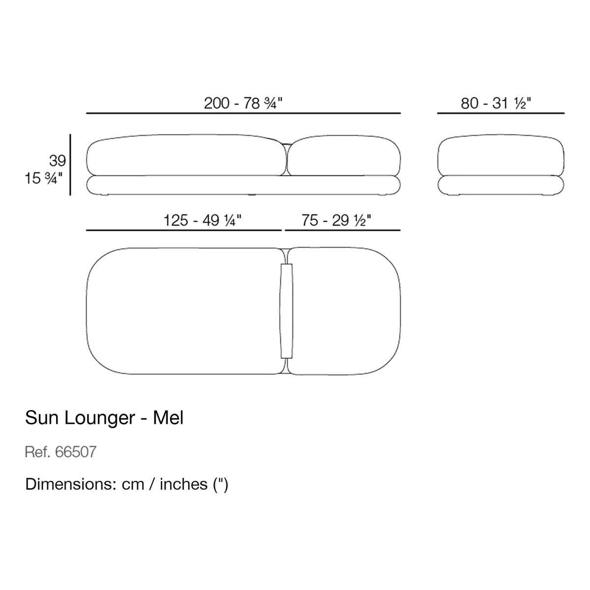 Dimension drawing Sun Lounger - Mel