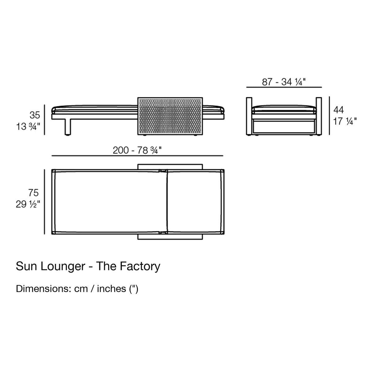 Dimension drawing Sun Lounger - The Factory