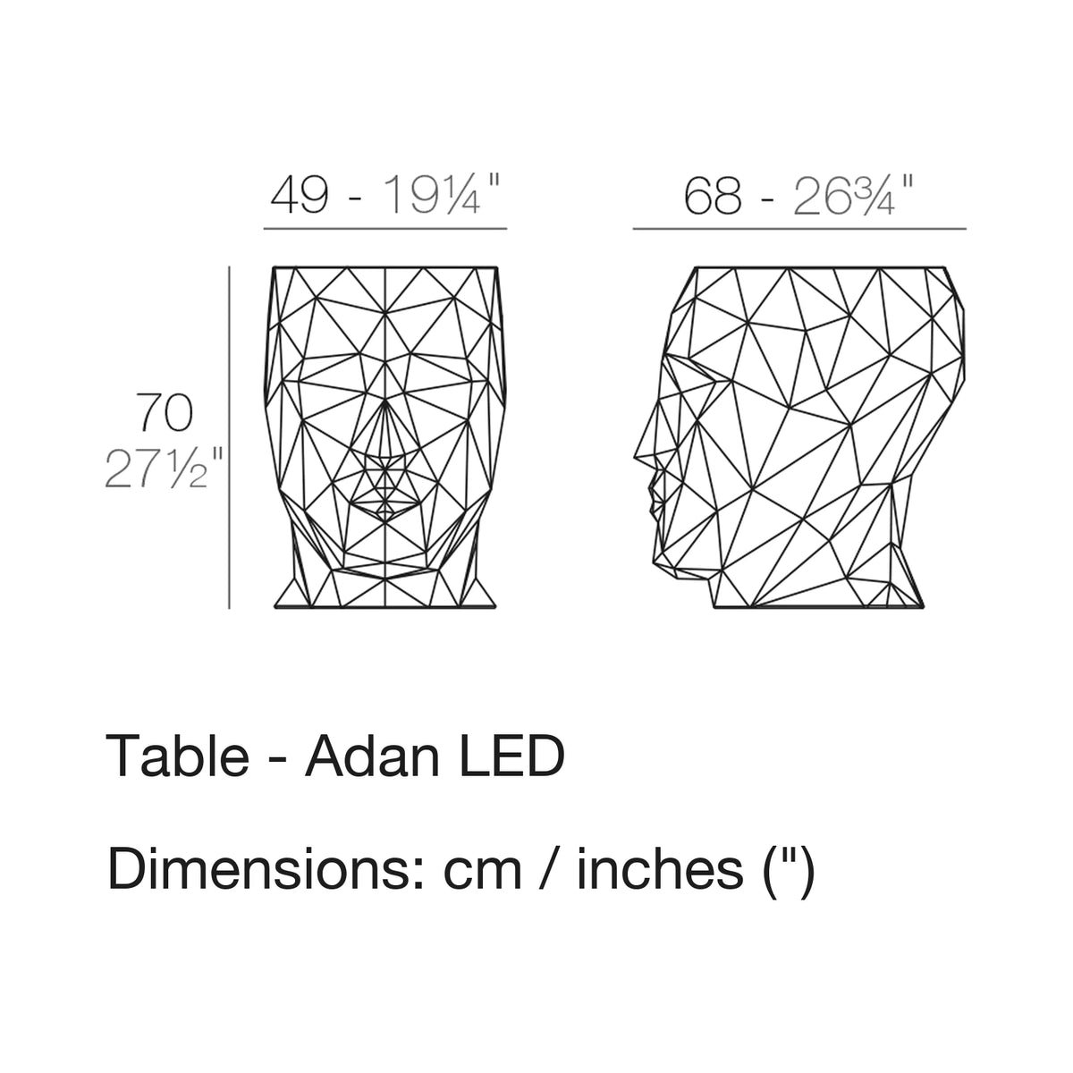 Dimension drawing Table - Adan LED