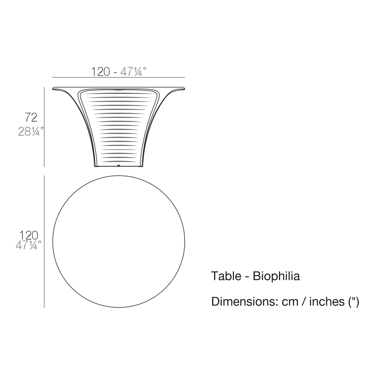 Dimension drawing Table - Biophilia