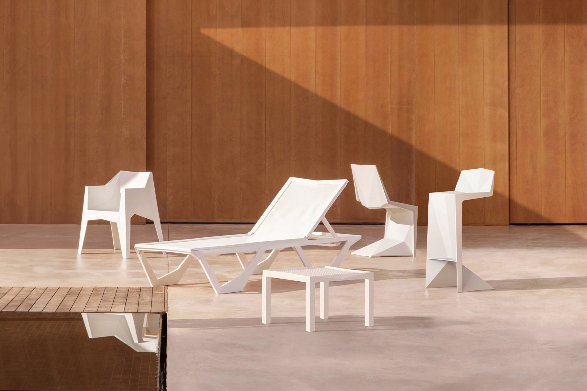 Table d'Appoint Extérieur Blanche Carré - Collection Voxel Vondom - 2