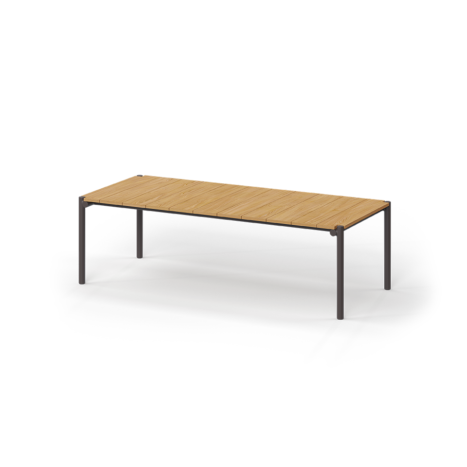 Table Design Bois et Aluminium Finition plateau bois Bois de teck naturel - Collection Tulum Vondom