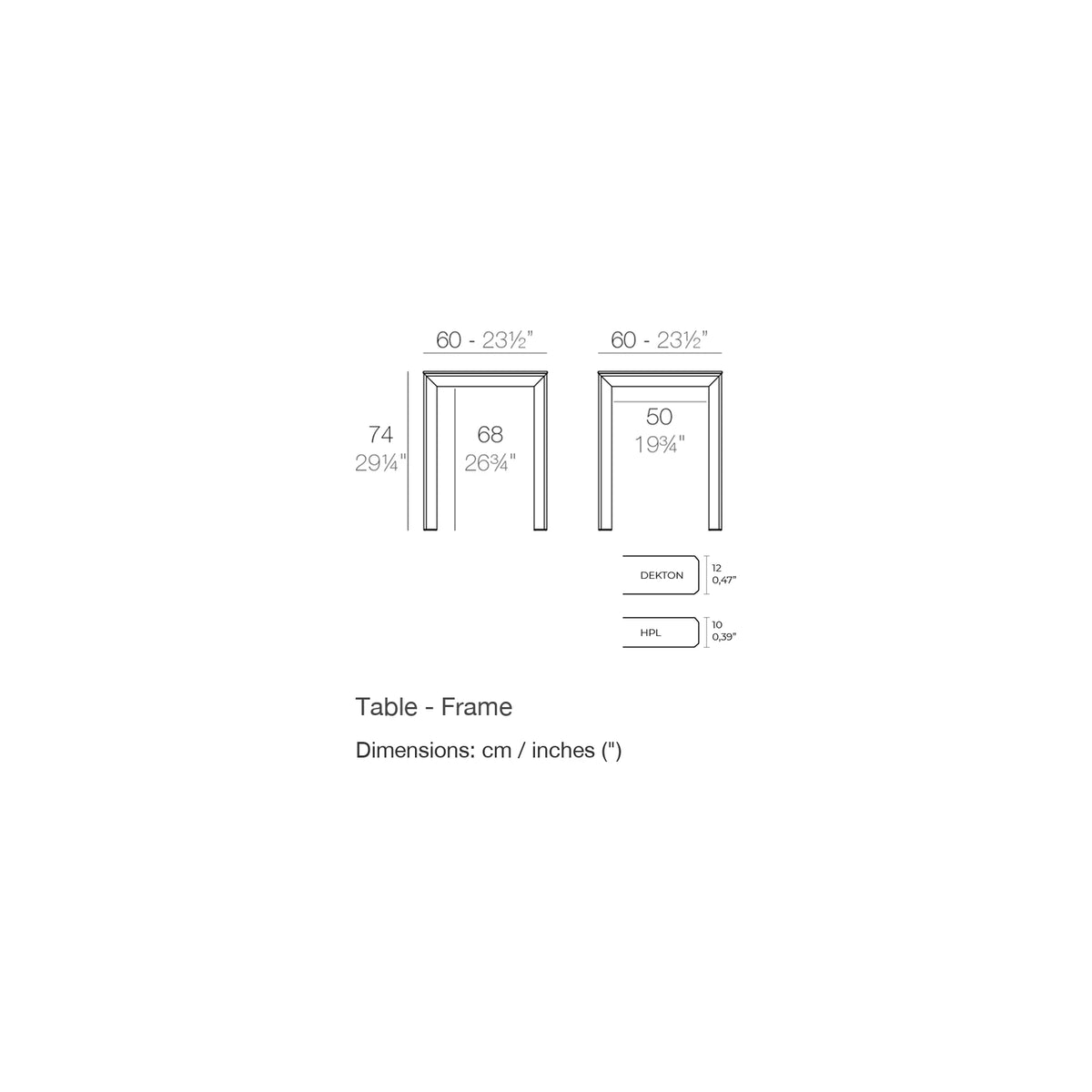 Dimension drawing Table - Frame
