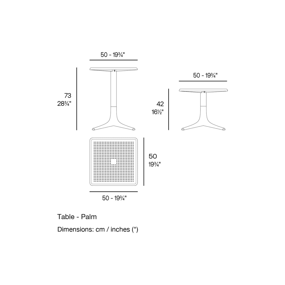 Dimension drawing Table - Palm