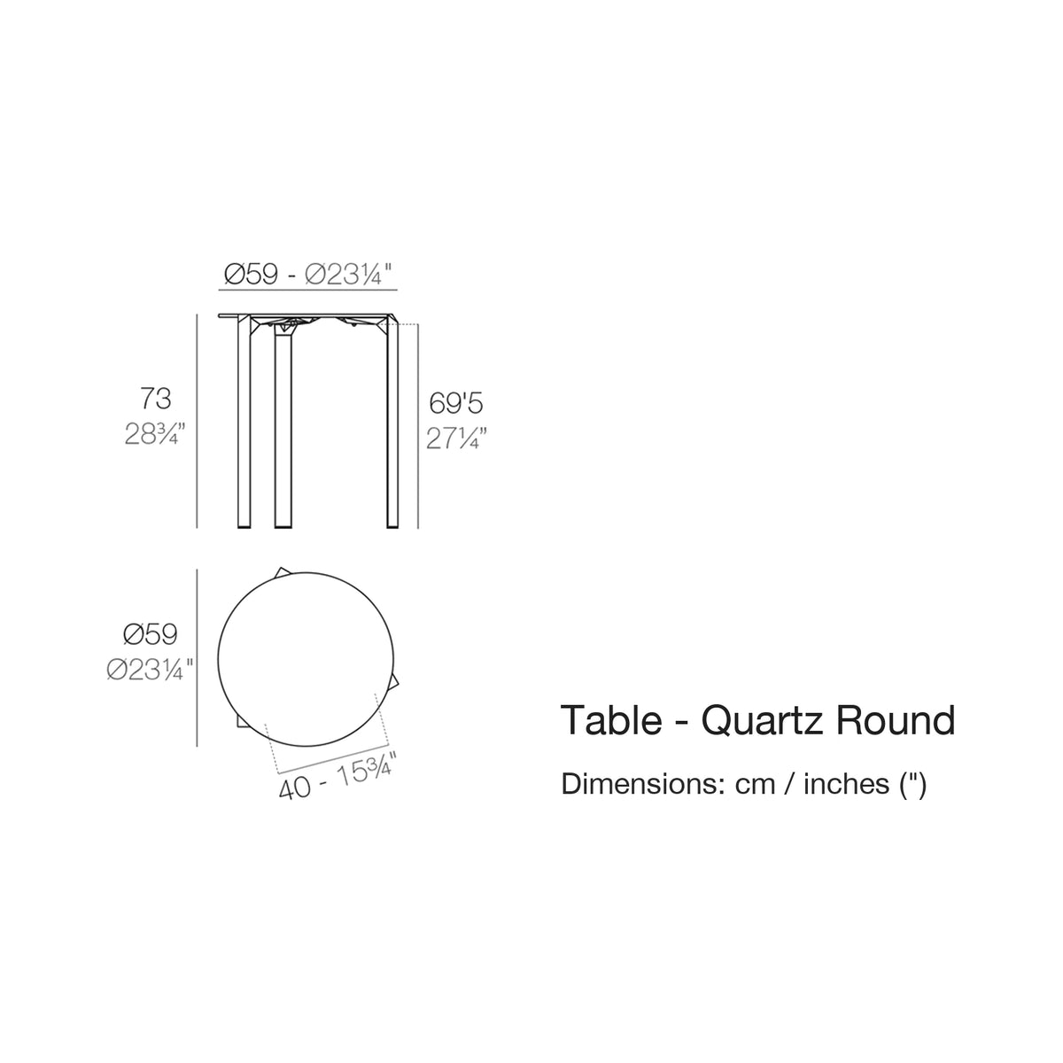 Dimension drawing Table - Quartz Round