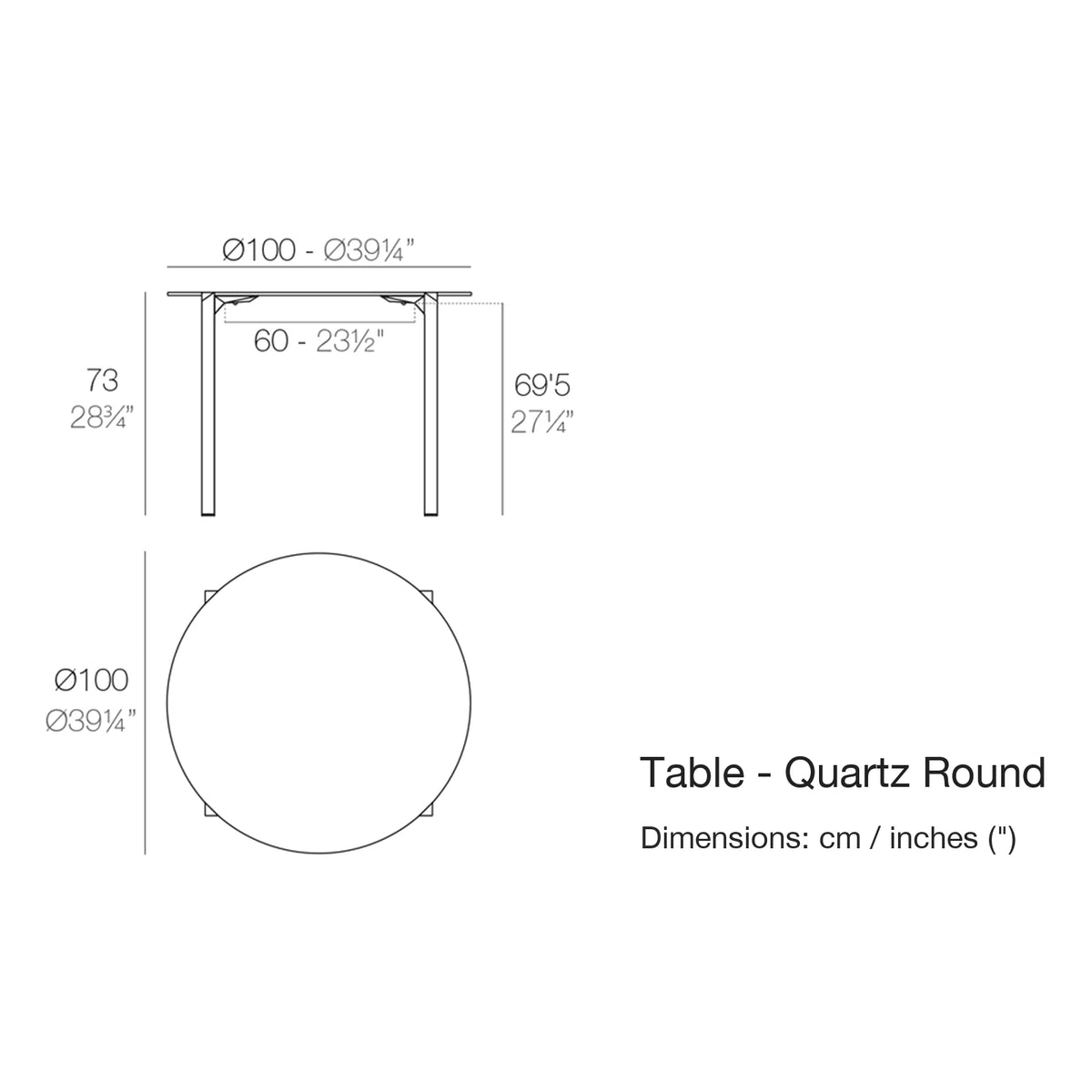 Dimension drawing Table - Quartz Round