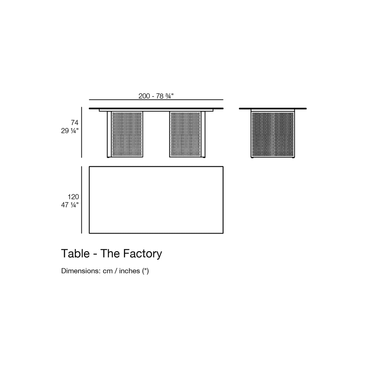 Dimension drawing Table - The Factory