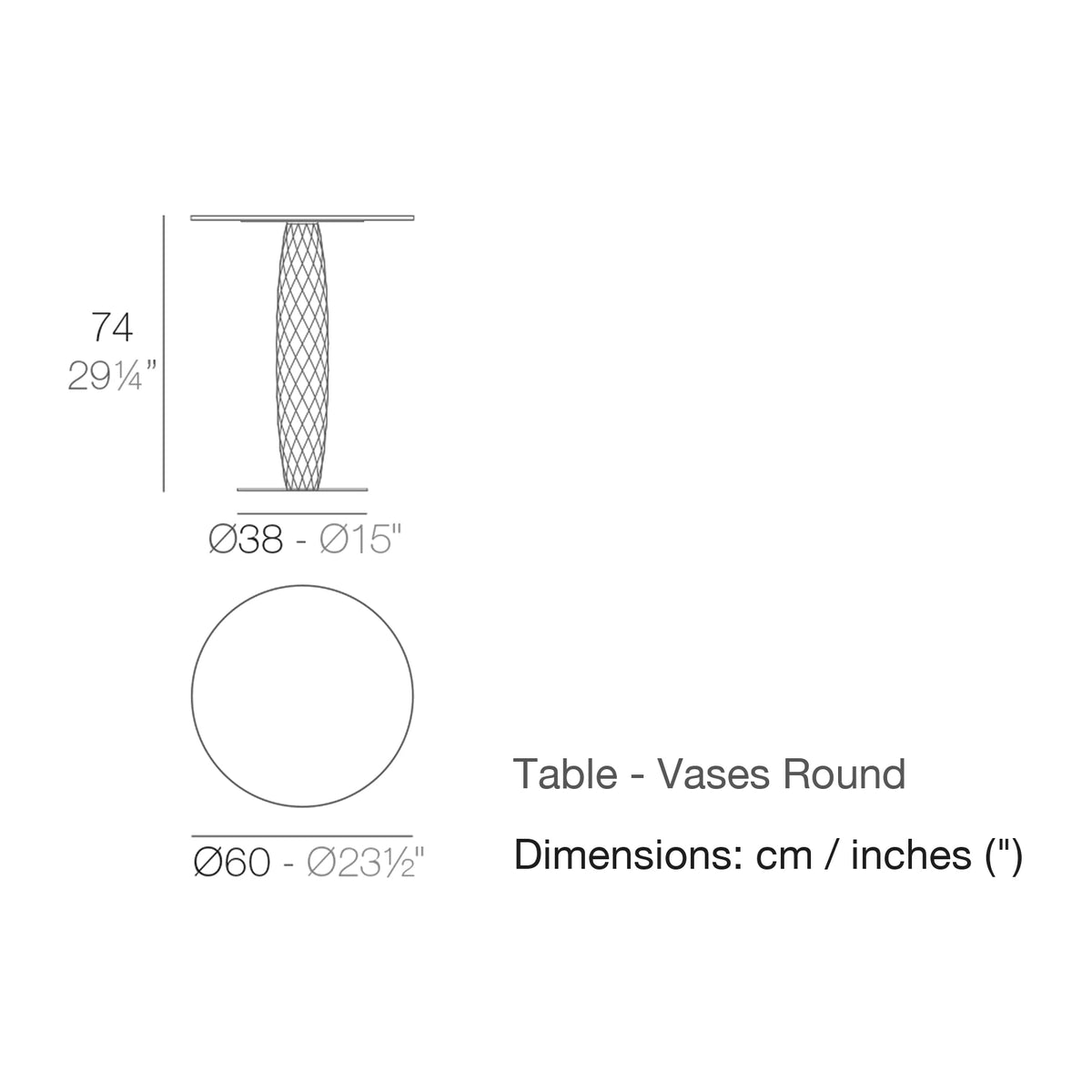 Dimension drawing Table - Vases Round