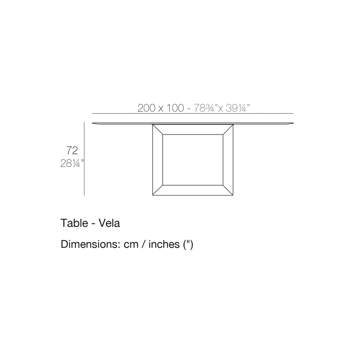 Dimension drawing Table - Vela