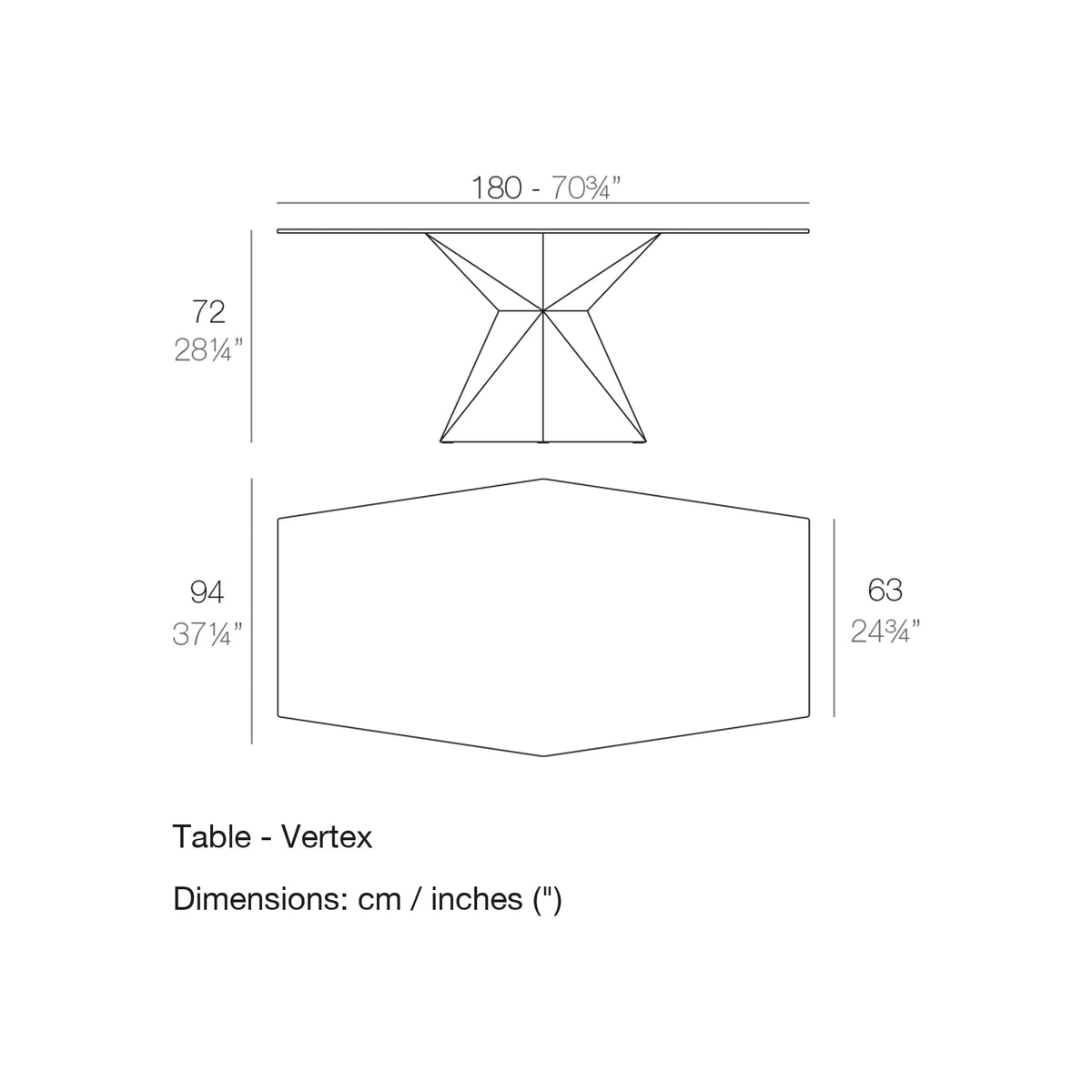 Dimension drawing Table - Vertex