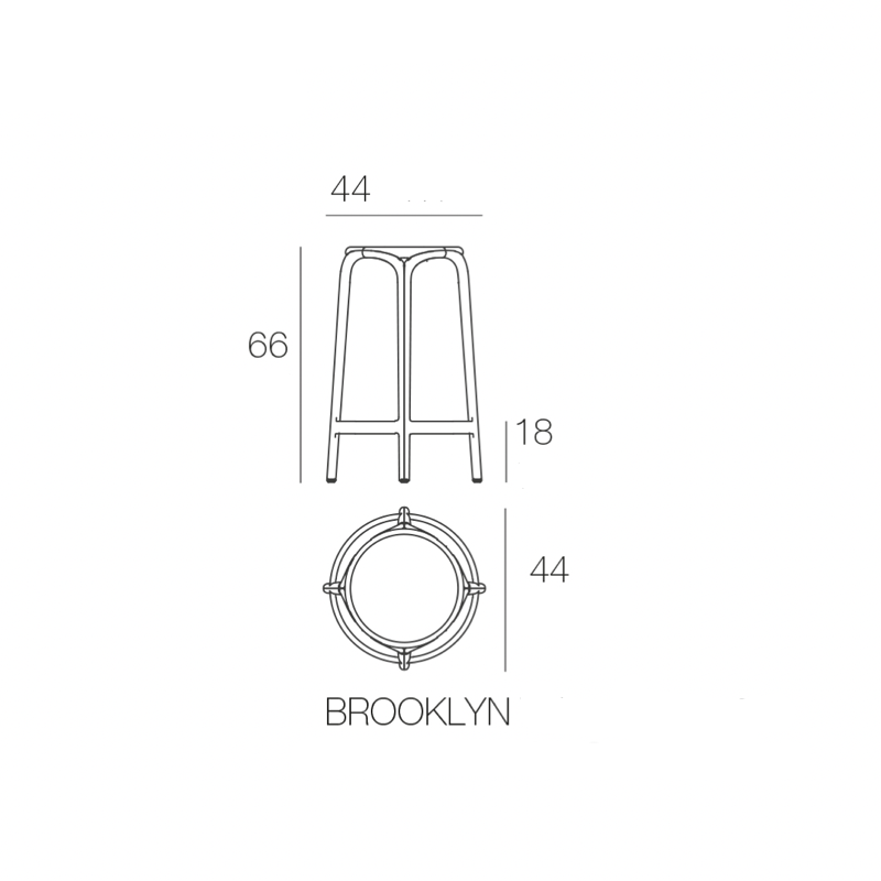 Tabouret Collection Brooklyn Vondom Hauteur d'assise 66 cm