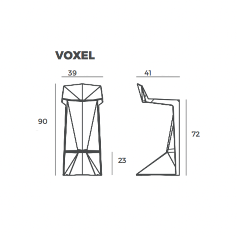 Tabouret de Bar Collection Voxel Extérieur Professionnel Vondom