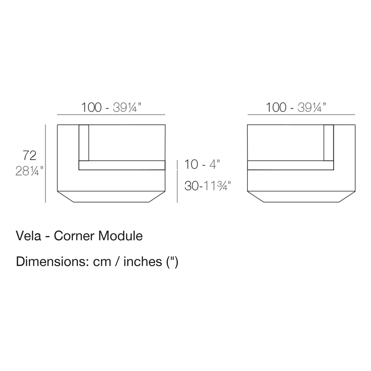 Dimension drawing Vela - Corner Module