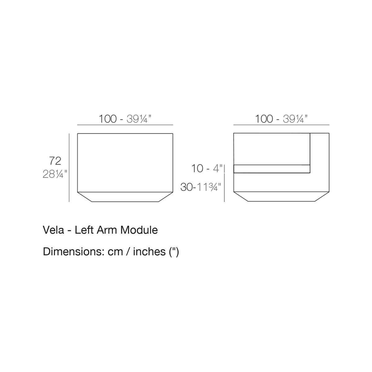 Dimension drawing Vela - Left Arm Module