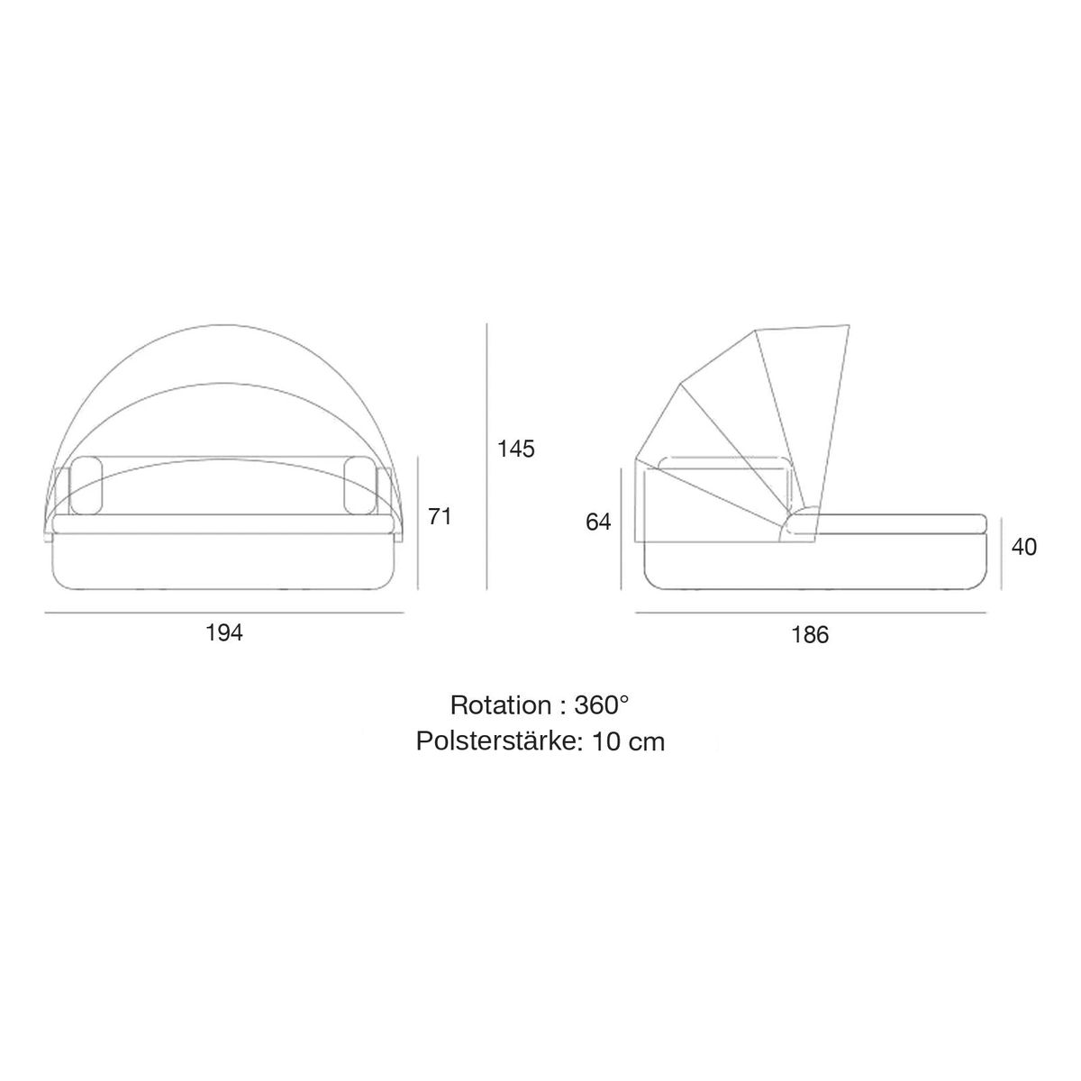 Rundes Outdoor-Daybed für 2 Personen ULM Kollektion Vondom - 2
