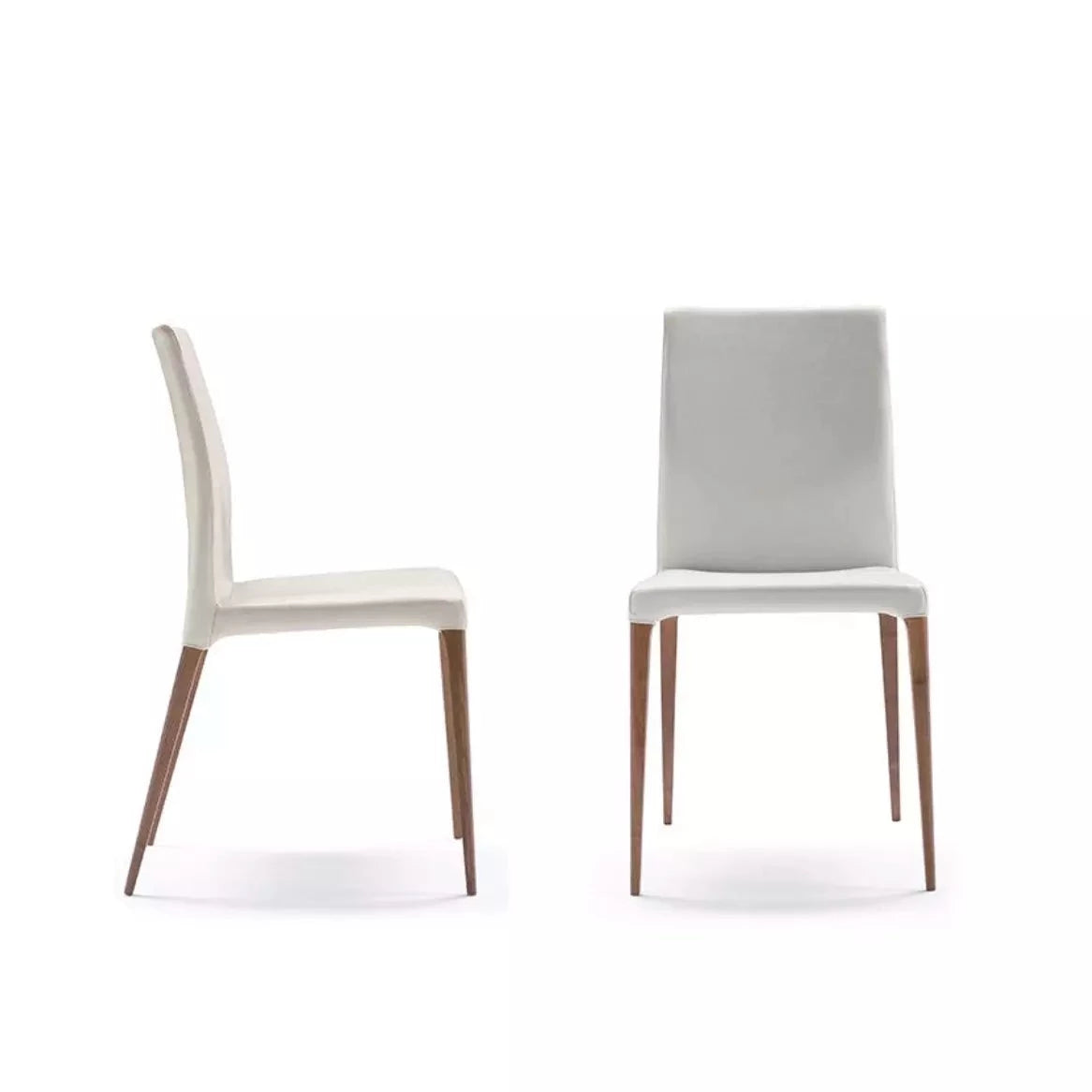 Chaise Bois et Blanc Cuir - Eva