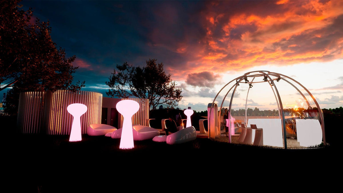 Coffee shop Star Igloo à Prague aménagé avec mobilier outdoor Vondom des collections Stones, Fiesta, Wing et Bloom