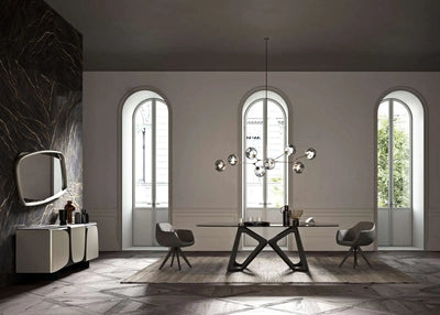 table a manger verre fumé noir