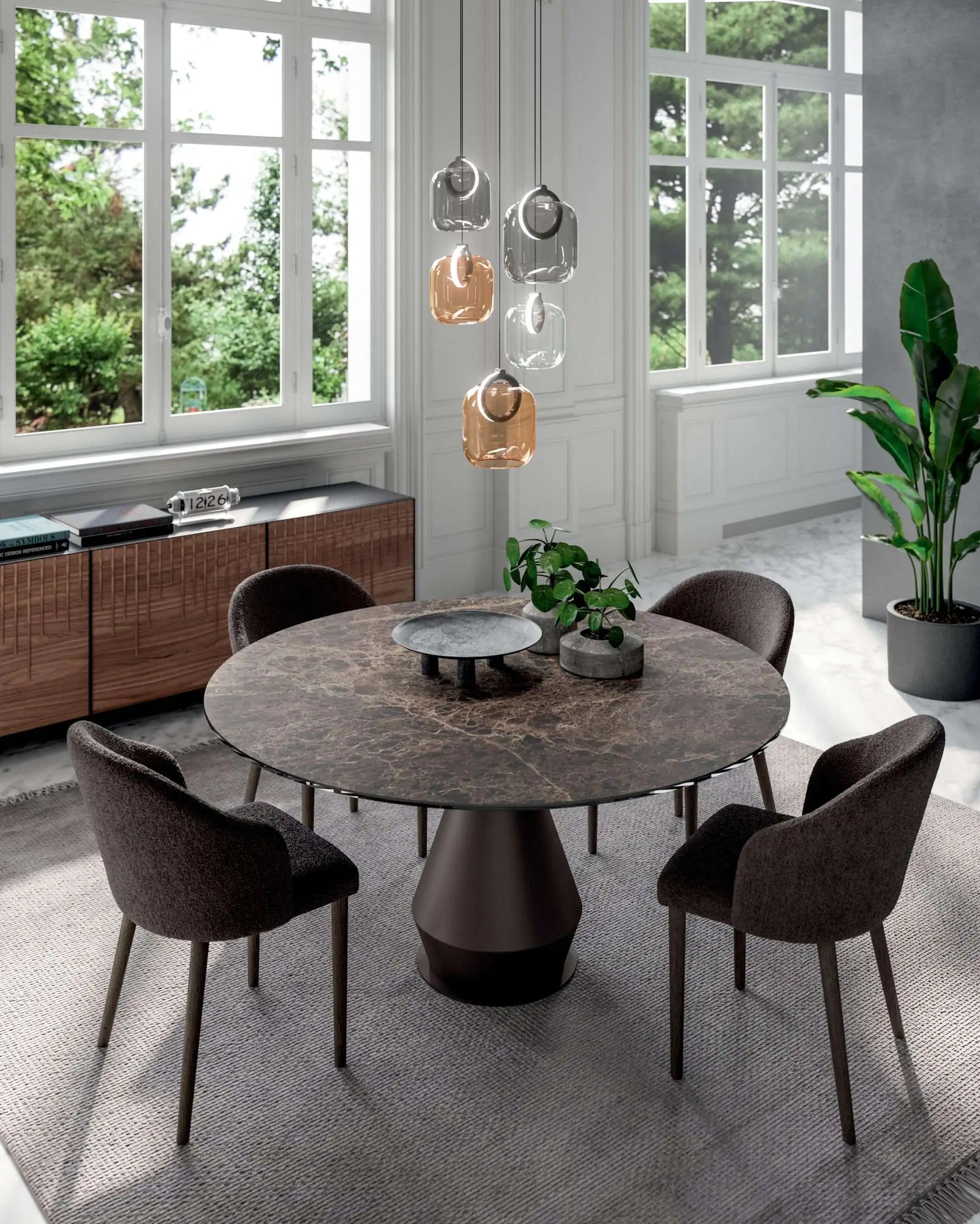 table ronde céramique pied central