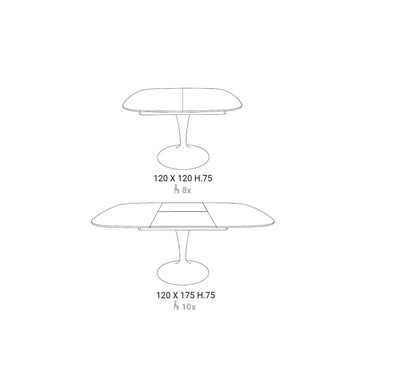 table carrée extensible avec pied central