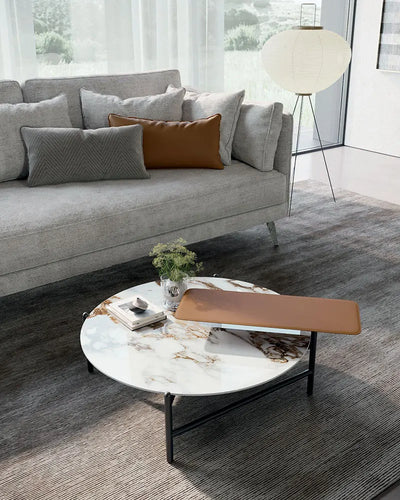 table basse ronde avec plateau