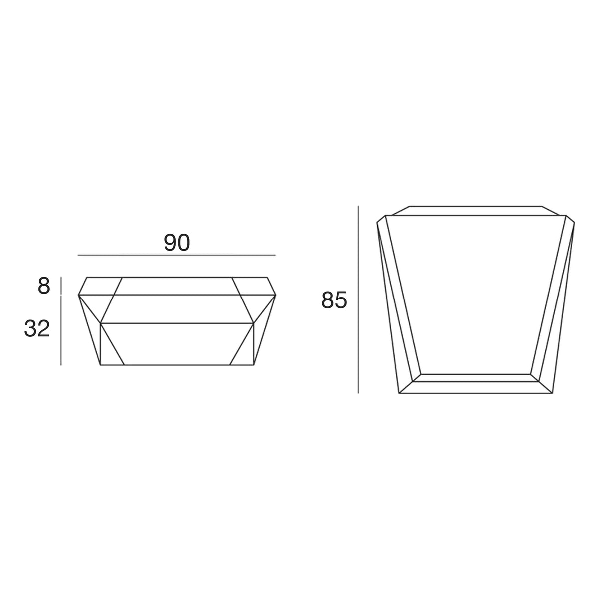 Schéma de dimensions, Pouf Faz