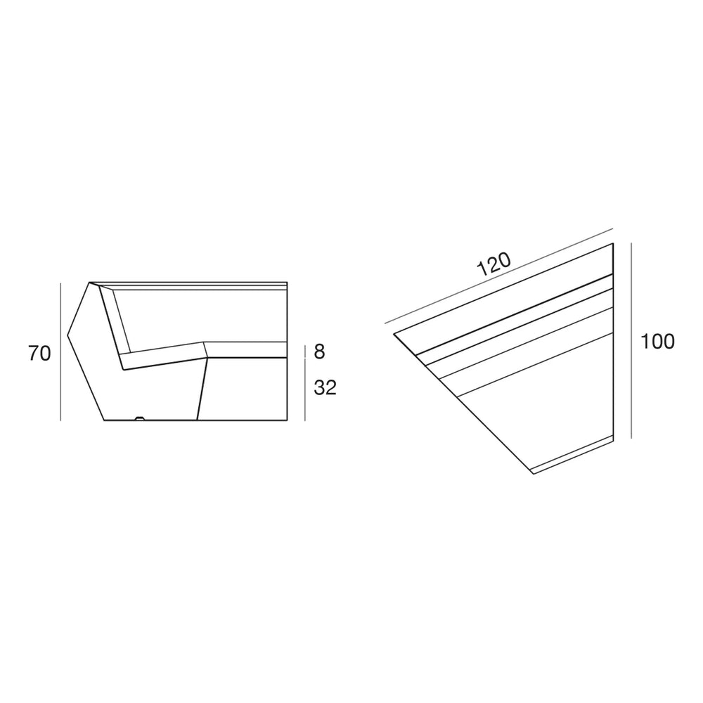 Dimensions diagram, Faz - 45° Corner Module